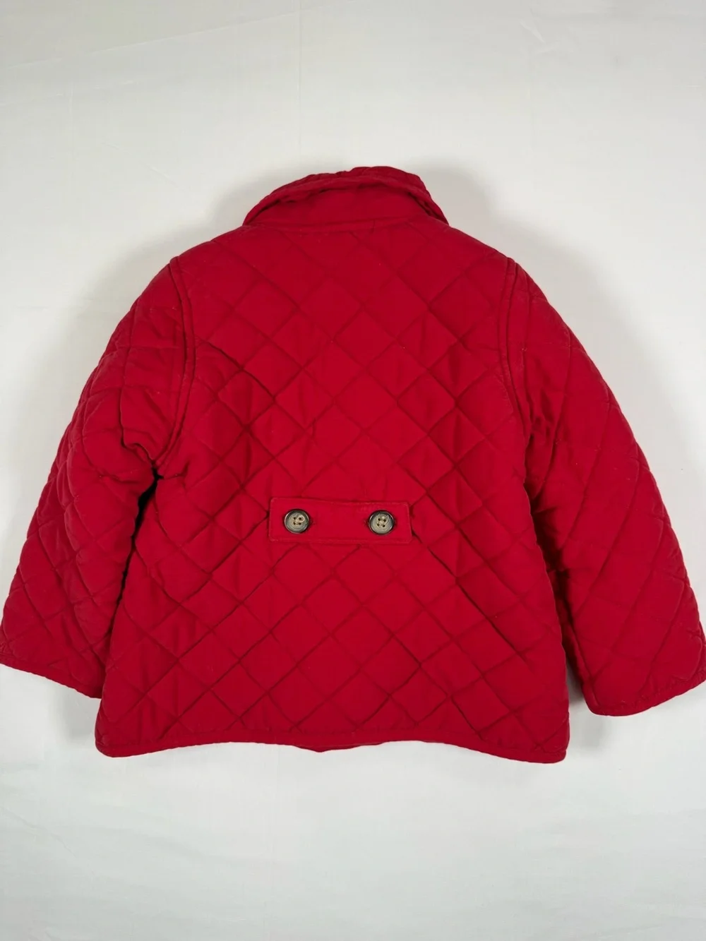 HOPE & HENRY Girls Quilted Peacoat Double Breasted Red Jacket Size 2T Classic